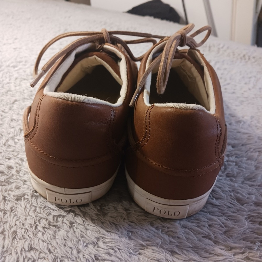 Polo Ralph Lauren Ramiro 13297 Mens 11.5D Brown Leather Canvas Duck‎ Boat Shoes - Picture 8 of 9